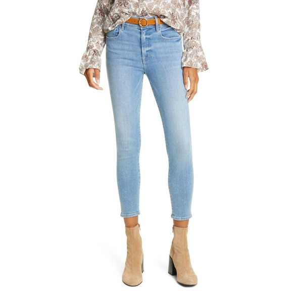 NWT FRAME Le One Skinny Fit Mid-Rise Jeans Light Blue Caspio Women's Size 2 - Picture 3 of 12
